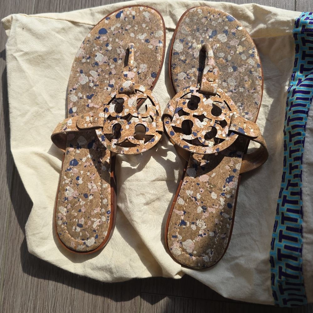 Tory Burch Sandals (Cork, Blue and Pink)